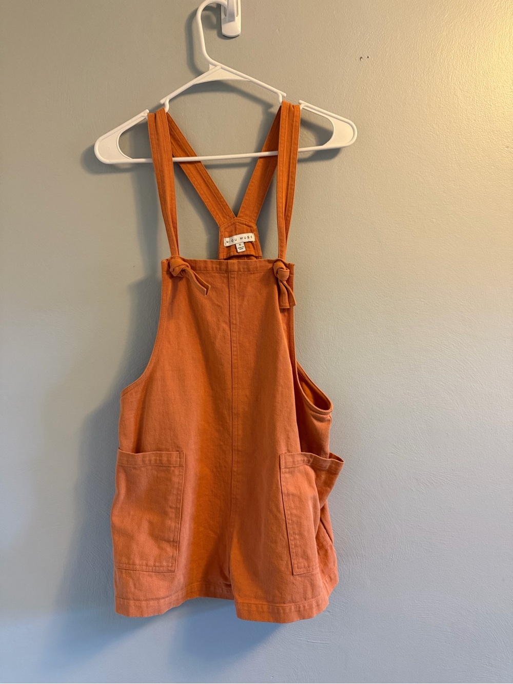 Women's Rust Orange Cotton Pinafore Romper - Unbranded